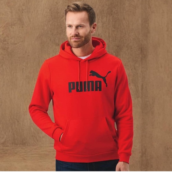 PUMA MEN'S ESSENTIAL LOGO HOODIE - RED SIZE XL (NEW WITH TAGS) - Picture 2 of 4
